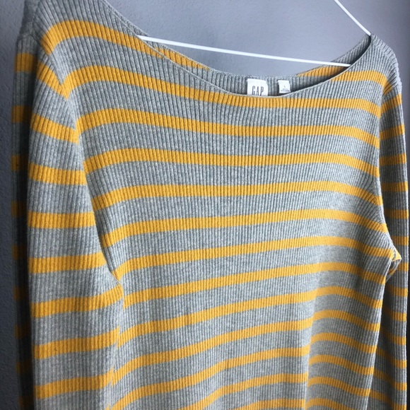 GAP Grey & Mustard Yellow Striped Long Sleeve Top - Picture 6 of 8